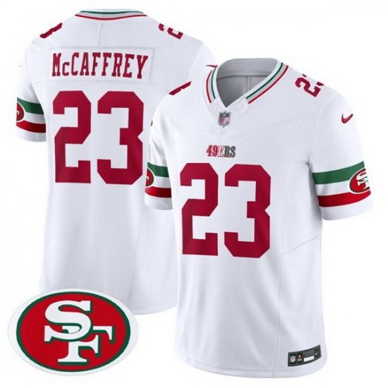 Men San Francisco 49ers 23 Christian McCaffrey White F U S E  Mexico Vapor Limited Stitched Football Jersey