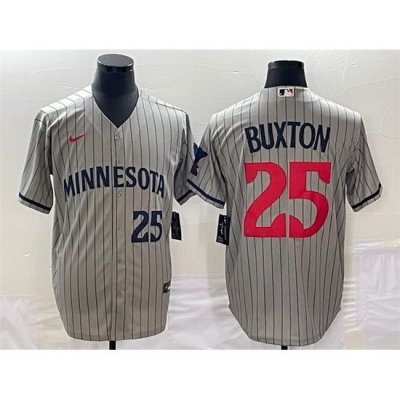 Men Minnesota Twins 25 Byron Buxton Grey Cool Base Stitched Jersey