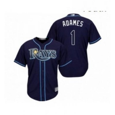 Youth Tampa Bay Rays 1 Willy Adames Replica Navy Blue Alternate Cool Base Baseball Jersey