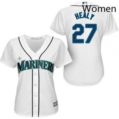 Womens Majestic Seattle Mariners 27 Ryon Healy Authentic White Home Cool Base MLB Jersey