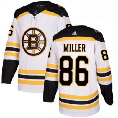 Mens Adidas Boston Bruins 86 Kevan Miller Authentic White Away NHL Jersey