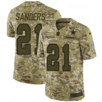 Mens Nike Dallas Cowboys 21 Deion Sanders Limited Camo 2018 Salute to Service NFL Jersey