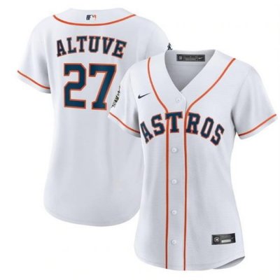 Women Houston Astros 27 Jose Altuve White 2022 World Series Cool Base Stitched Baseball Jersey