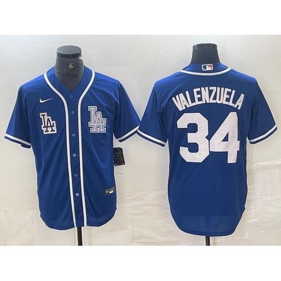 Men Los Angeles Dodgers 34 Toro Valenzuela Royal Stitched Jersey