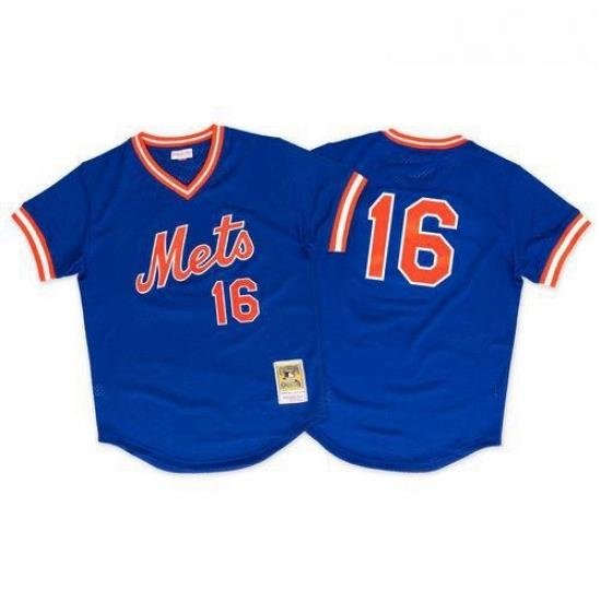 Mens Mitchell and Ness 1986 NeW York Mets 16 DWight Gooden Replica Royal Blue ThroWback MLB Jersey