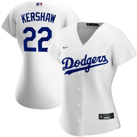 Los Angeles Dodgers 22 Clayton Kershaw Nike Women Home 2020 MLB Player Jersey White