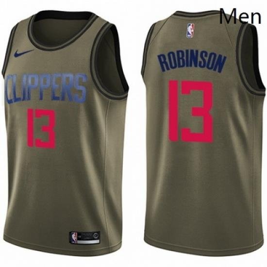 Mens Nike Los Angeles Clippers 13 Jerome Robinson Swingman Green Salute to Service NBA Jersey