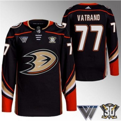 Men Anaheim Ducks 77 Frank Vatrano Black 30th Anniversary Stitched Jersey