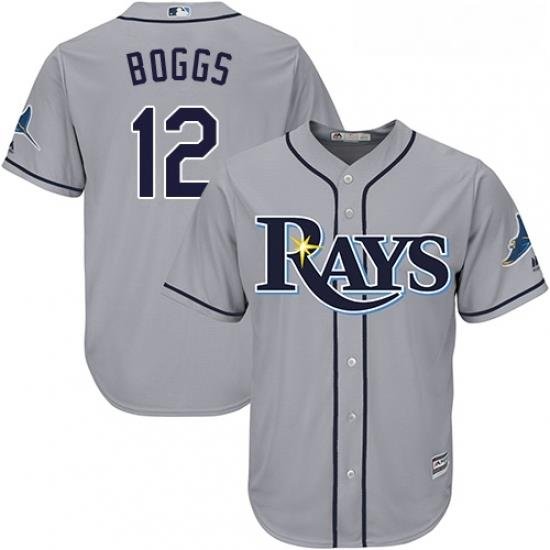 Youth Majestic Tampa Bay Rays 12 Wade Boggs Replica Grey Road Cool Base MLB Jersey