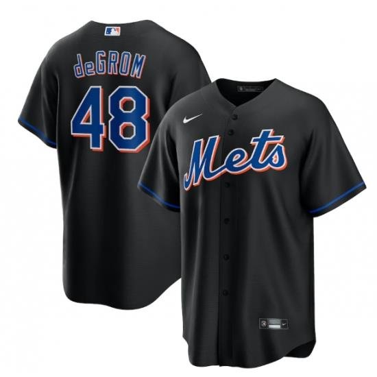 Men NeW York Mets 48 Jacob DeGrom 2022 Black Cool Base Stitched Baseball Jersey