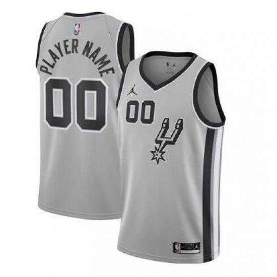 Men Women Youth All Size Spurs Grey Jordan Brand Custom NBA Jersey