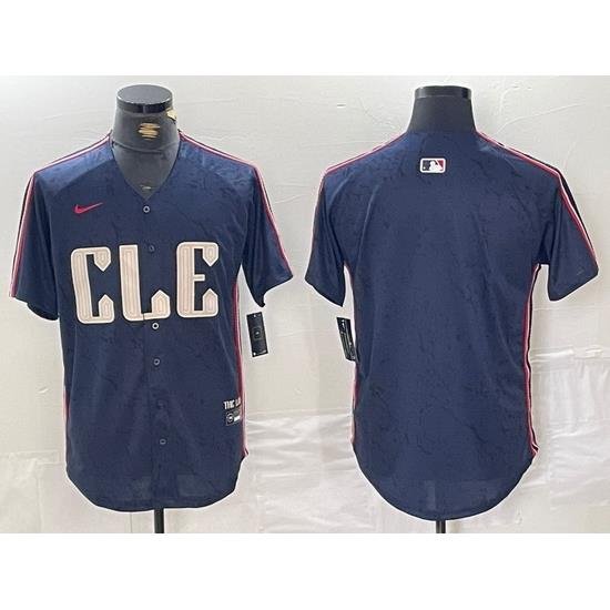 Men Cleveland Guardians Team Big Logo Navy 2024 City Connect Stitched Baseball Jersey B