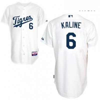 Mens Majestic Detroit Tigers 6 Al Kaline Authentic White Los Tigres MLB Jersey