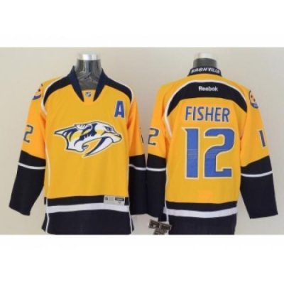 NHL Nashville Predators #12 Mike Fisher Yellow jerseys