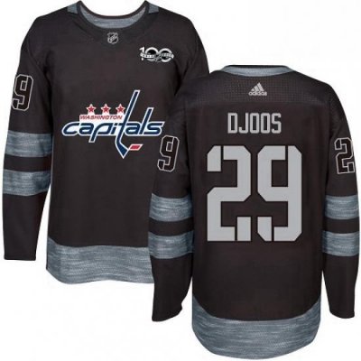 Mens Adidas Washington Capitals 29 Christian Djoos Premier Black 1917 2017 100th Anniversary NHL Jersey