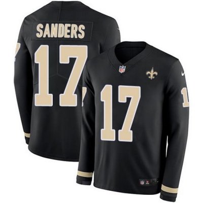 Nike Saints 17 Emmanuel Sanders Black Team Color Men Stitched NFL Limited Therma Long Sleeve Jersey