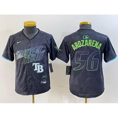 Youth Tampa Bay Rays 56 Randy Arozarena Charcoal 2024 City Connect Limited Stitched Baseball Jersey 2