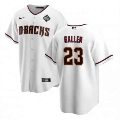 Men Arizona Diamondbacks 23 Zac Gallen White 2023 World Series Cool Base Stitched Baseball Jersey