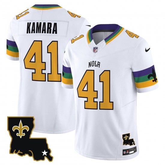 Men New Orleans Saints 41 Alvin Kamara White 2024 F U S E  Vapor Limited Stitched Jersey