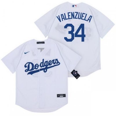 Dodgers 34 Fernando Valenzuela White 2020 Nike Cool Base Jersey