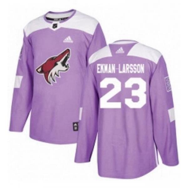 Youth Adidas Arizona Coyotes 23 Oliver Ekman Larsson Authentic Purple Fights Cancer Practice NHL Jersey