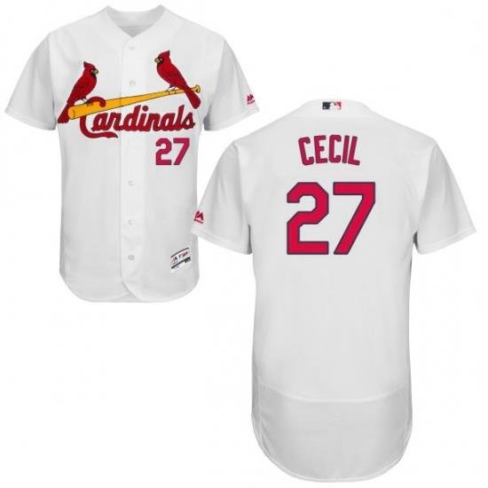 Mens Majestic St Louis Cardinals 27 Brett Cecil White Flexbase Authentic Collection MLB Jersey