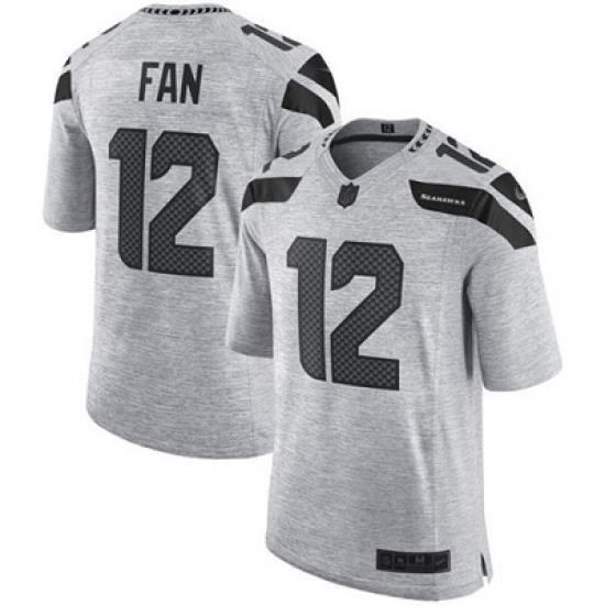 Nike Seahawks #12 Fan Gray Mens Stitched NFL Limited Gridiron Gray II Jersey