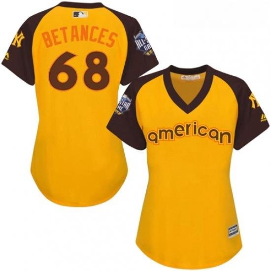 Womens Majestic New York Yankees 68 Dellin Betances Authentic Yellow 2016 All Star American League BP Cool BaseMLB Jersey