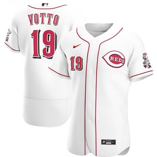 Men Cincinnati Reds 19 Joey Votto Men Nike White Home 2020 Flex Base Player MLB Jersey