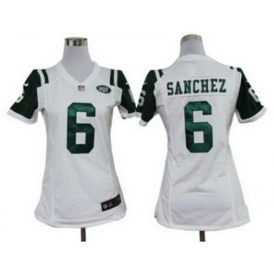 Women Nike New York Jets 6# Mark Sanchez White Jerseys