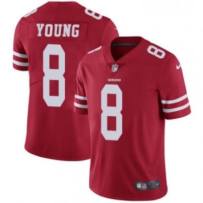 Mens Nike San Francisco 49ers 8 Steve Young Red Team Color Vapor Untouchable Limited Player NFL Jersey