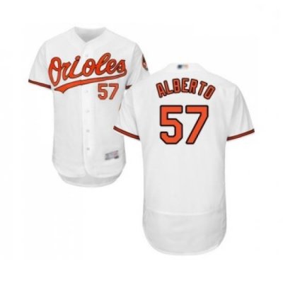 Mens Baltimore Orioles 57 Hanser Alberto White Home Flex Base Authentic Collection Baseball Jersey