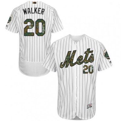 Mens Majestic New York Mets 20 Neil Walker Authentic White 2016 Memorial Day Fashion Flex Base MLB Jersey