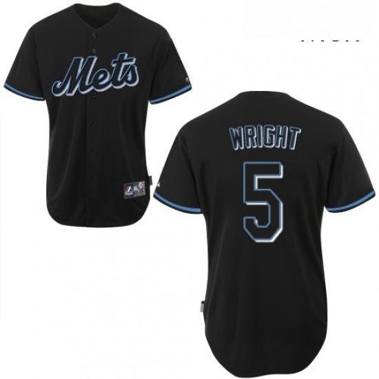 Mens Majestic New York Mets 5 David Wright Replica Black Fashion MLB Jersey