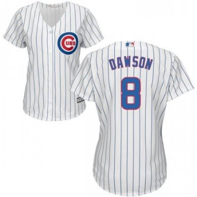 Womens Majestic Chicago Cubs 8 Andre Dawson Replica White Home Cool Base MLB Jersey