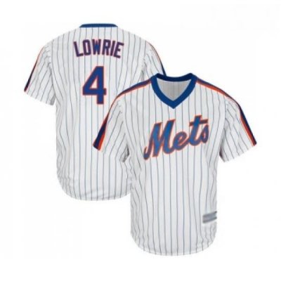 Mens NeW York Mets 4 Jed LoWrie Replica White Alternate Cool Base Baseball Jersey