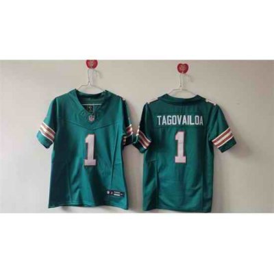 Women Miami Dolphins 1 Tua Tagovailoa Aqua F U S E Vapor Untouchable Stitched Jersey