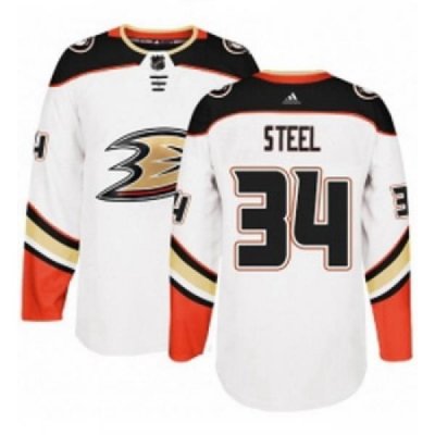 Youth Adidas Anaheim Ducks 34 Sam Steel Authentic White Away NHL Jersey