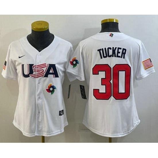 Women's USA Baseball #30 Kyle Tucker 2023 White World Classic Stitched Jerseys