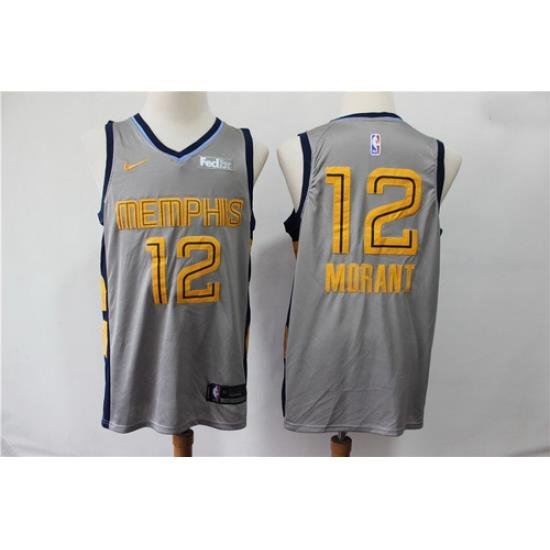 Grizzlies 12 Ja Morant Gray City Edition Nike Swingman Jersey