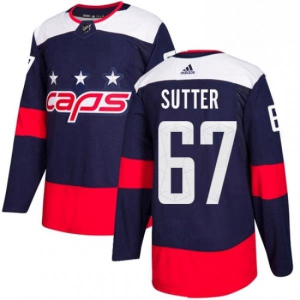 Youth Adidas Washington Capitals 67 Riley Sutter Authentic Navy Blue 2018 Stadium Series NHL Jersey