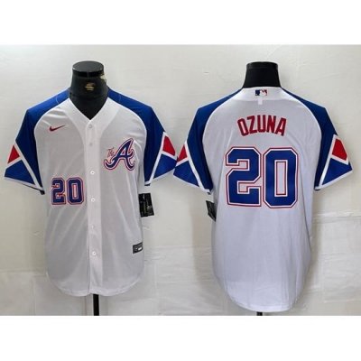 Men Atlanta Braves 20 Marcell Ozuna White 2024 Home Limited Stitched Baseball Jersey