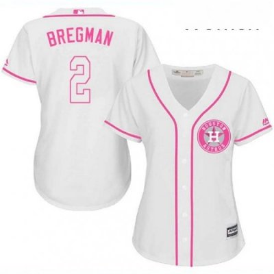 Womens Majestic Houston Astros 2 Alex Bregman Authentic White Fashion Cool Base MLB Jersey