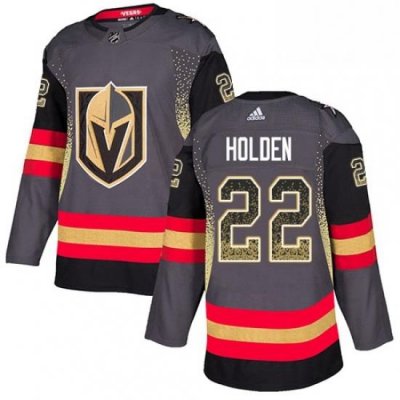 Mens Adidas Vegas Golden Knights 22 Nick Holden Authentic Black Drift Fashion NHL Jersey