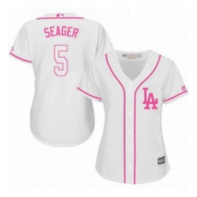 Womens Majestic Los Angeles Dodgers 5 Corey Seager Authentic White Fashion Cool Base MLB Jersey