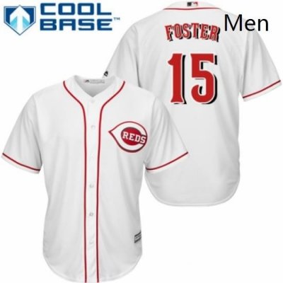 Mens Majestic Cincinnati Reds 15 George Foster Replica White Home Cool Base MLB Jersey