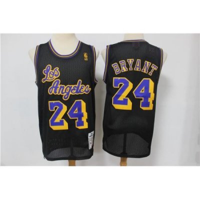 Lakers 24 Kobe Bryant Black Hardwood Classics Mesh Jersey