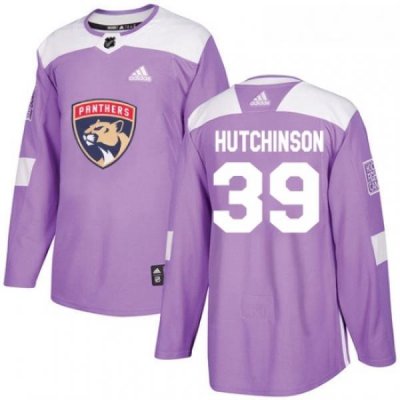 Youth Adidas Florida Panthers 39 Michael Hutchinson Authentic Purple Fights Cancer Practice NHL Jersey