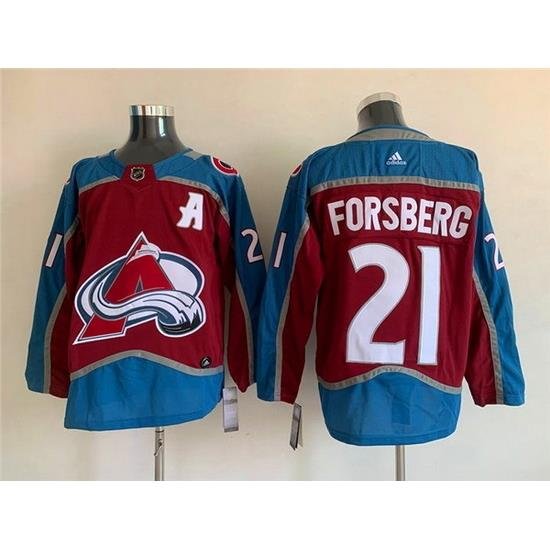 Men Colorado Avalanche 21 Peter Forsberg Burgundy Stitched Jersey