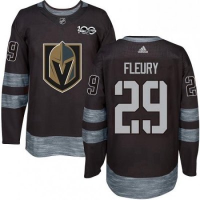 Mens Adidas Vegas Golden Knights 29 Marc Andre Fleury Authentic Black 1917 2017 100th Anniversary NHL Jersey